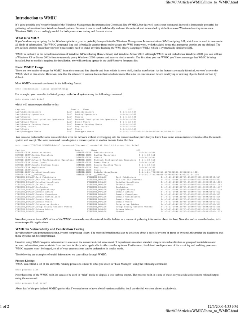 WMIC | PDF
