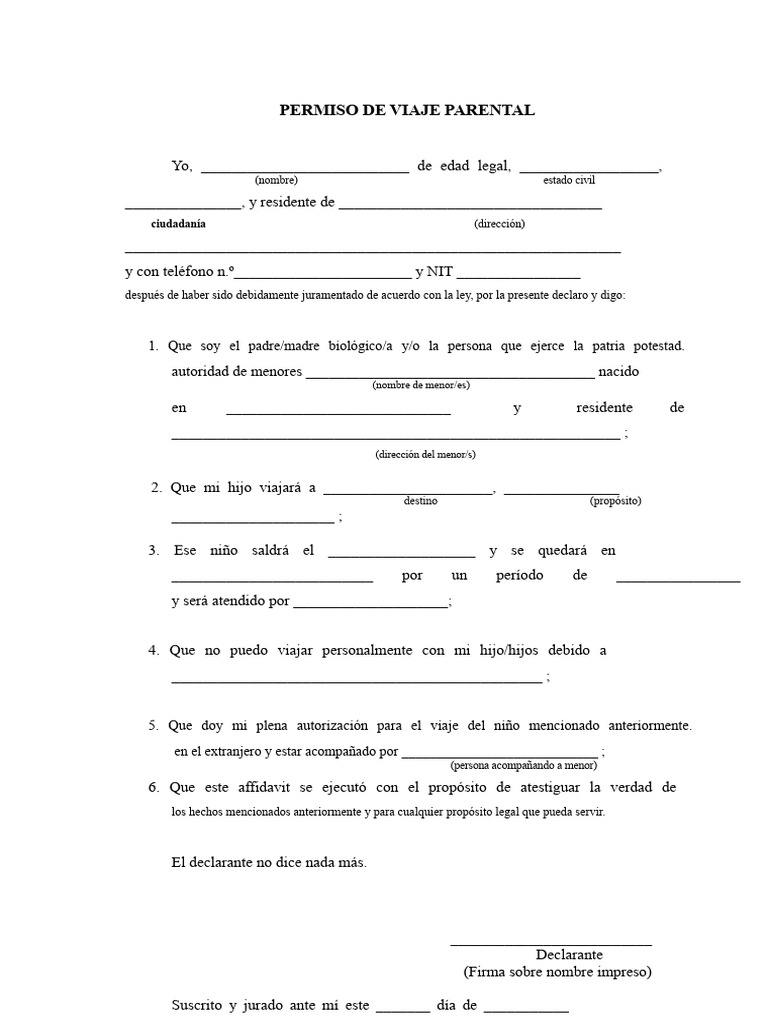 Permiso de Viaje para Menores | PDF