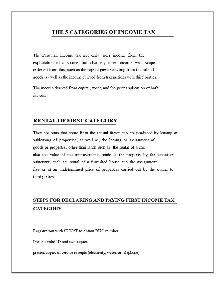 Understanding Peru's Income Tax Categories | PDF | Employment | Taxes