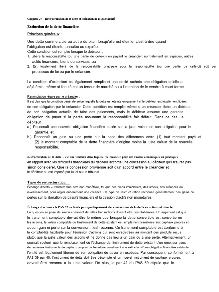 Restructuration de la Dette et Extinction | PDF | Débiteur | Dettes