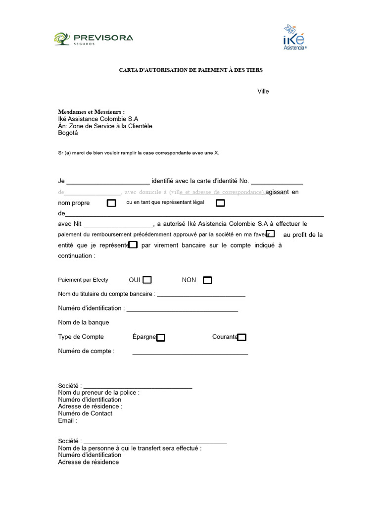Autorisation de Paiement à des Tiers | PDF
