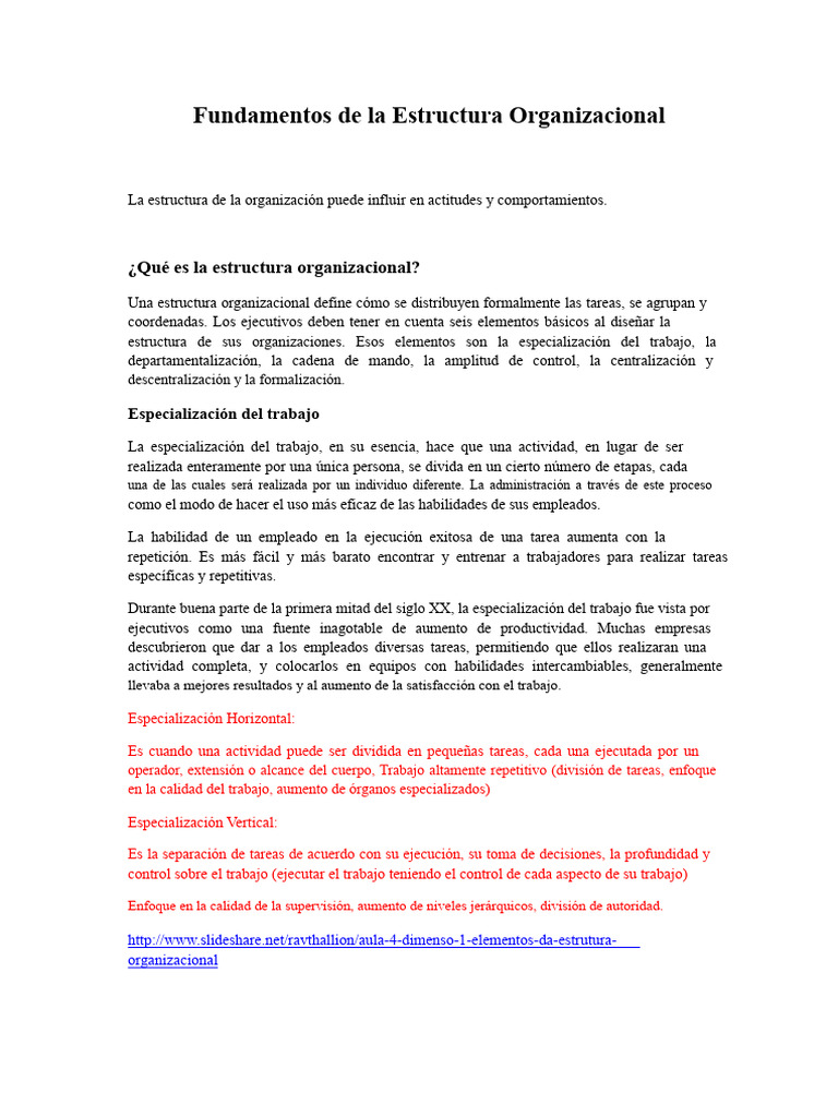 Fundamentos de la Estructura Organizacional | PDF | Burocracia | Business