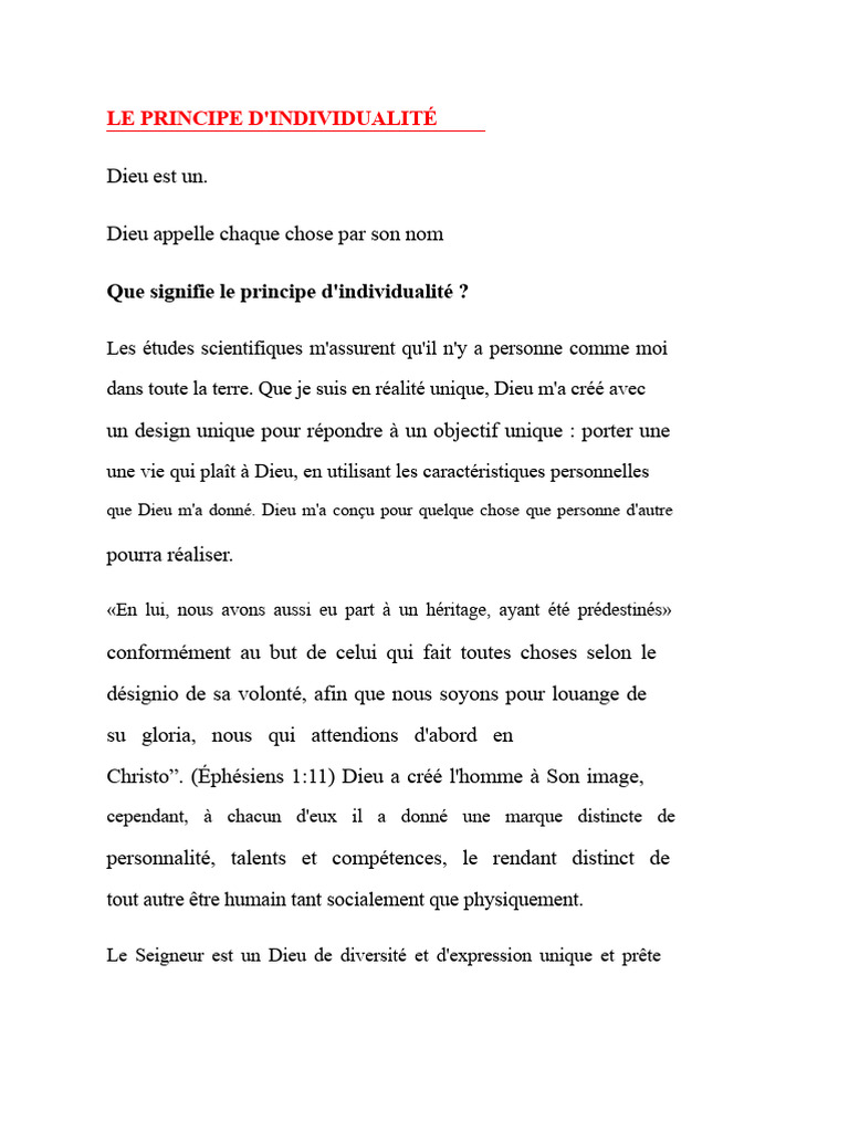 Comprendre le principe d'individualité | PDF | Dieu
