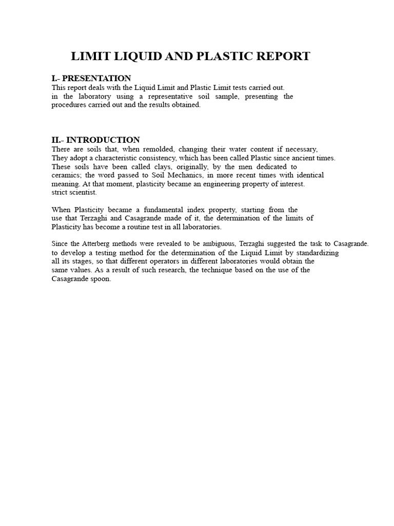 Liquid and Plastic Limit Testing Report | PDF | Natural Materials | Soil