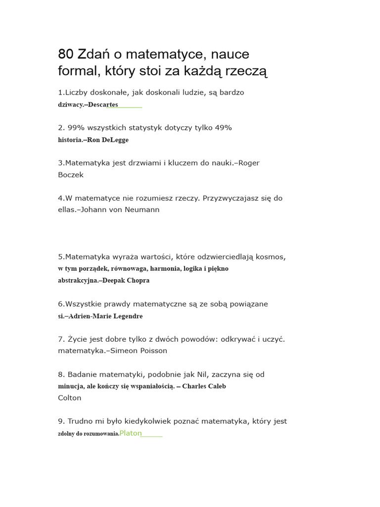Frazy Matematyczne | PDF