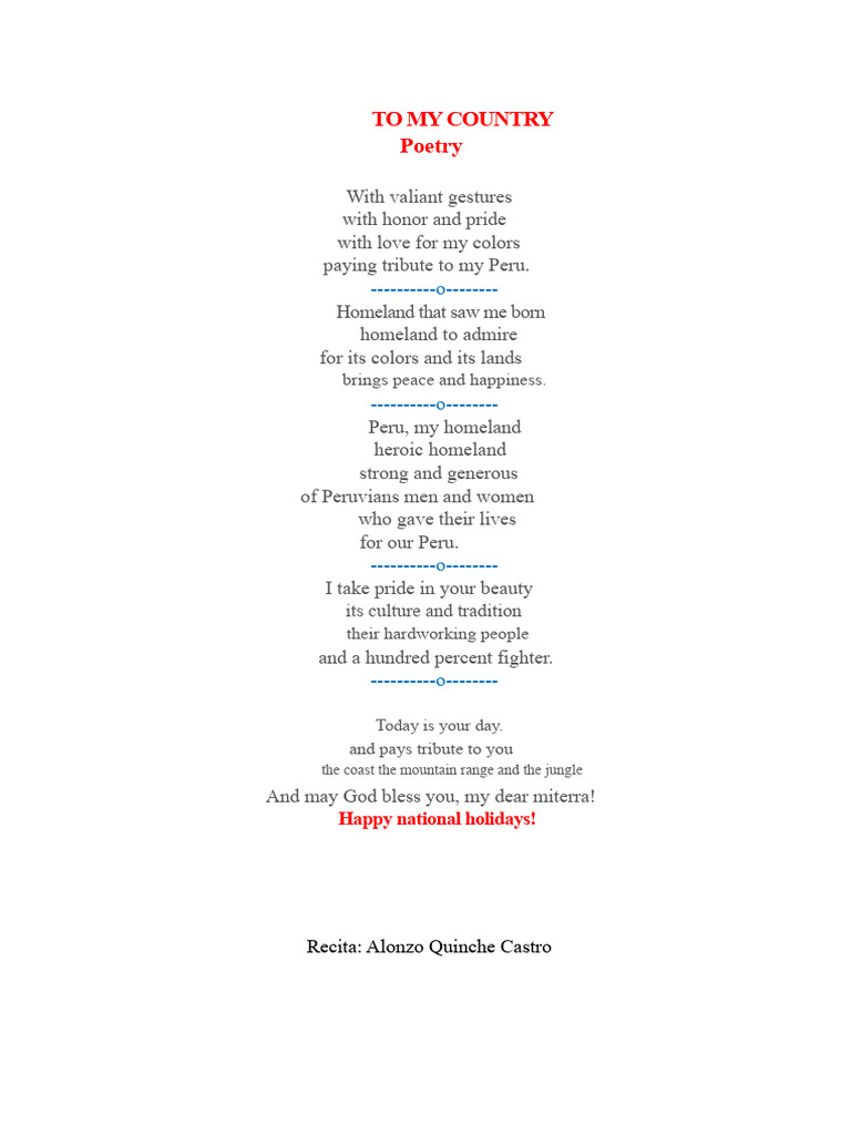 Ode to Peru: A Patriotic Poem | PDF