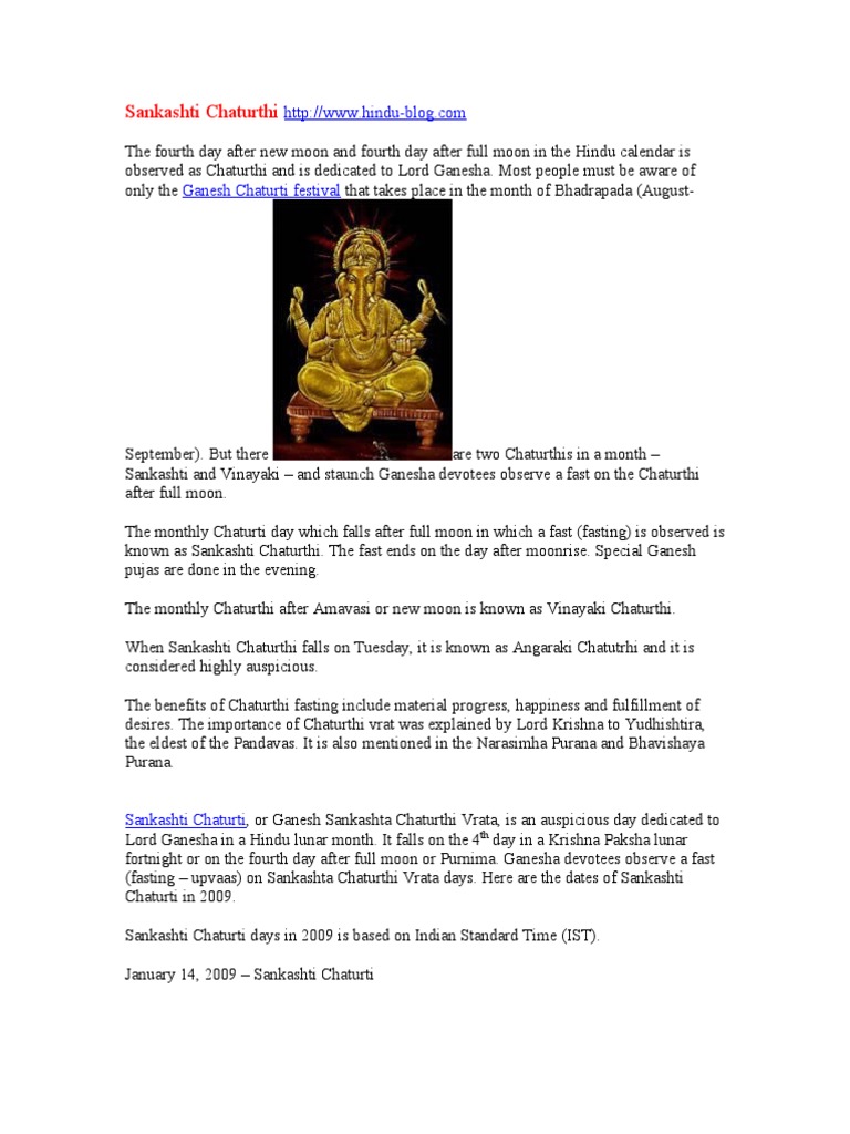 Sankashti Chaturthi PDF Indian Religions Hindu Mythology