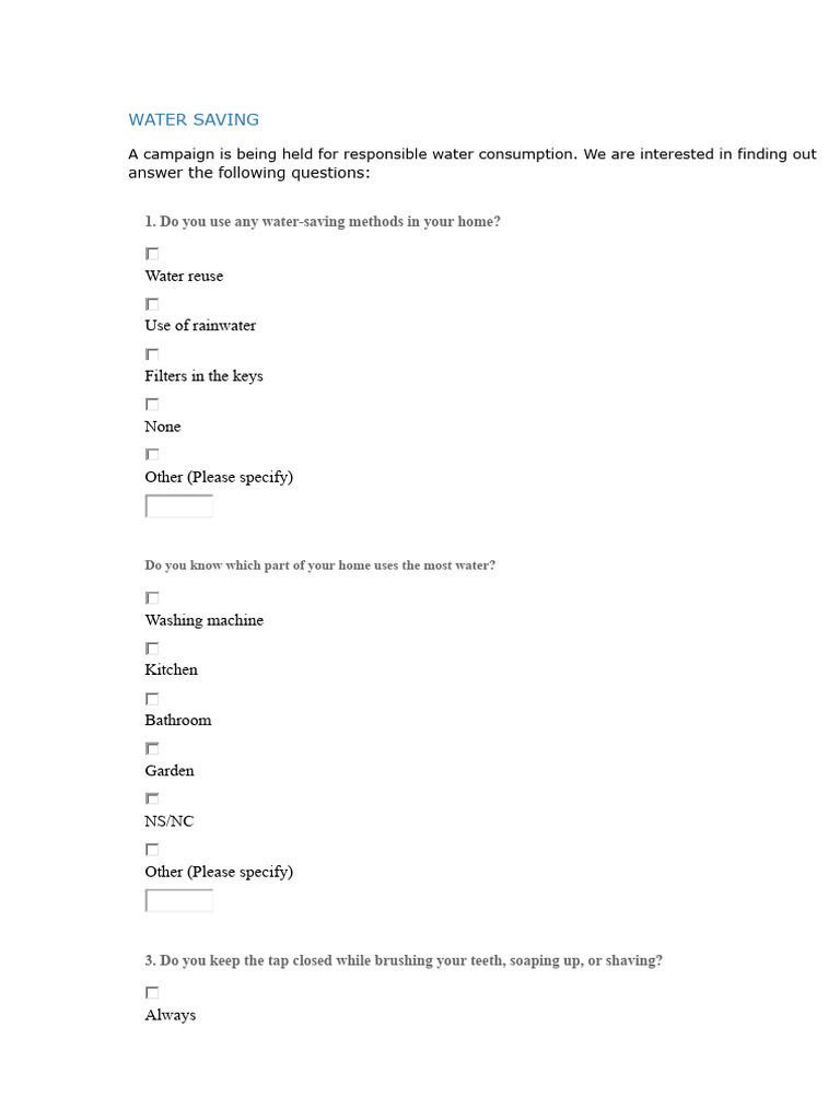 Water Conservation Survey Insights | PDF