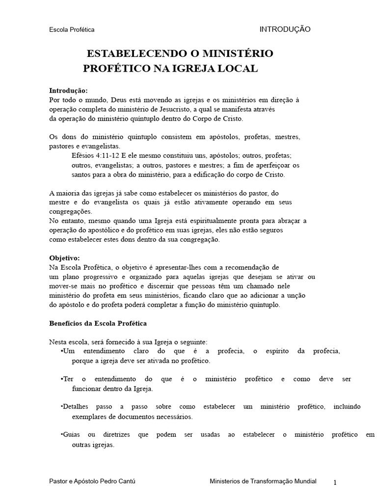 Lição 01 Introdução à Escola Profética[1] | PDF | Presente espiritual ...