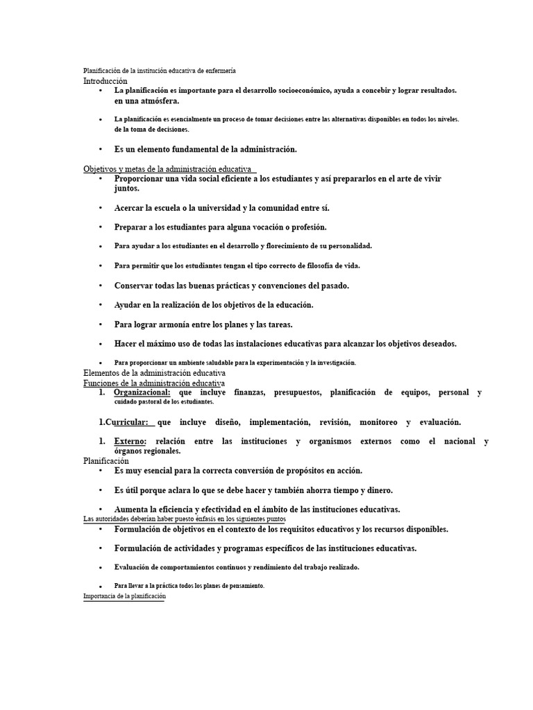 Planeación de Instituciones Educativas de Enfermería | PDF ...