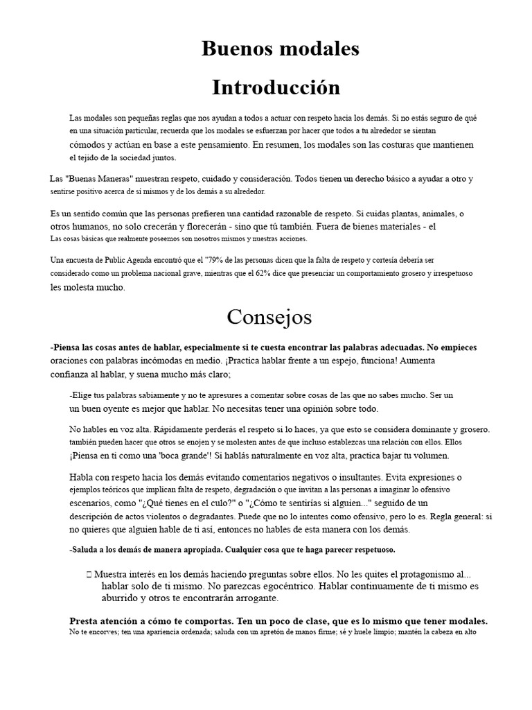Qué son los buenos modales | PDF | Etiqueta | Comportamiento