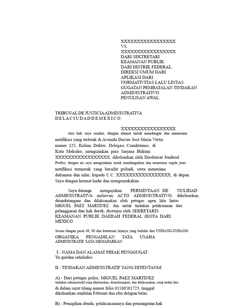 Tuntutan Pembatalan Karena Penarikan Mobil Format | PDF