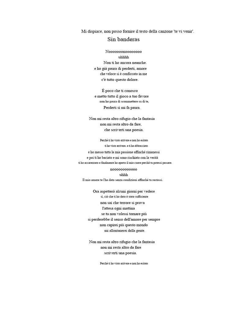 Testo Della Canzone | PDF