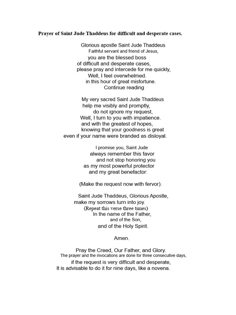 Saint Jude Thaddeus Prayer Guide | PDF | Lord's Prayer | God The Father