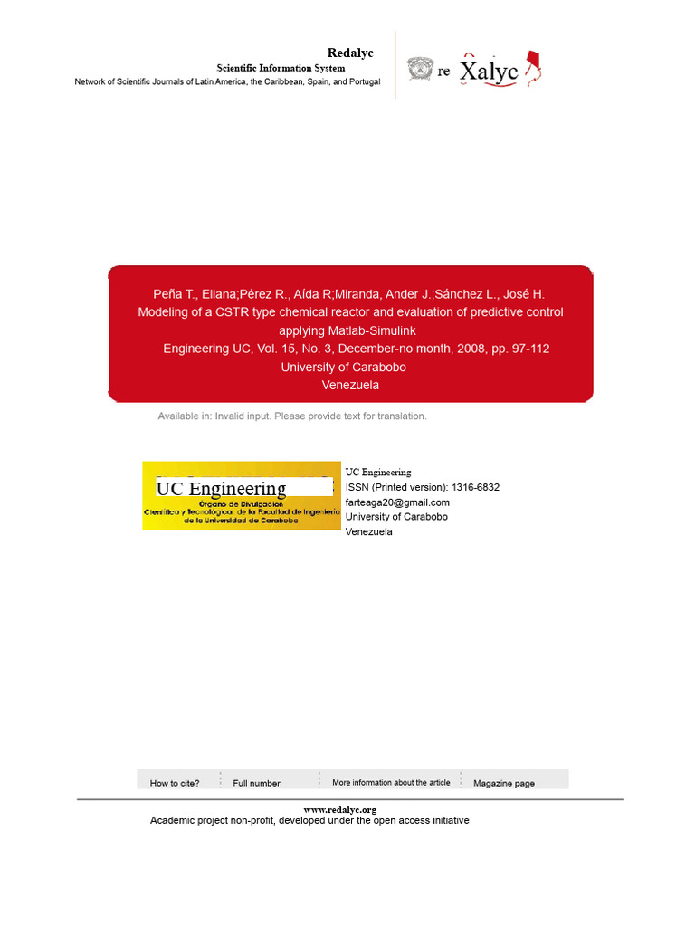 CSTR Reactor Modeling and Control Analysis | PDF | Chemical Reactor ...