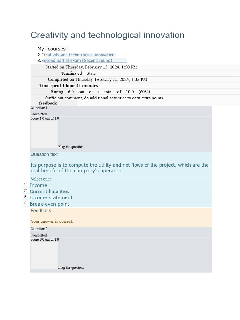 Creativity and Technological Innovation Exam Sem - 3and4 | PDF ...