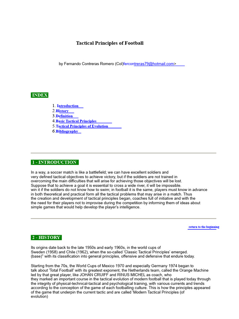 Tactical Principles of Football Explained | PDF | Defender (Association ...