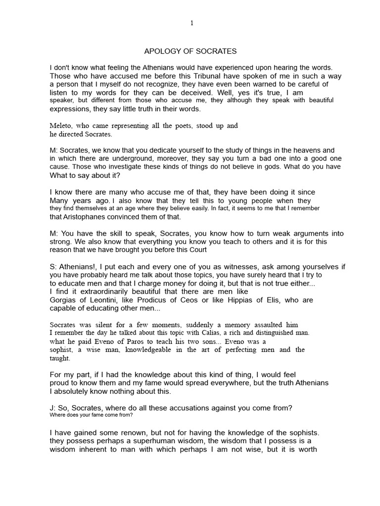 Socrates' Defense Against Accusations | PDF | Socrates | Apology (Plato)