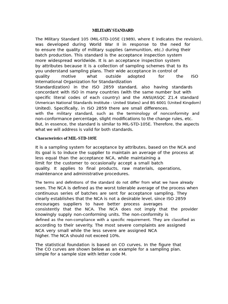 Military Standard 105E Overview | PDF | Sampling (Statistics) | Sample ...