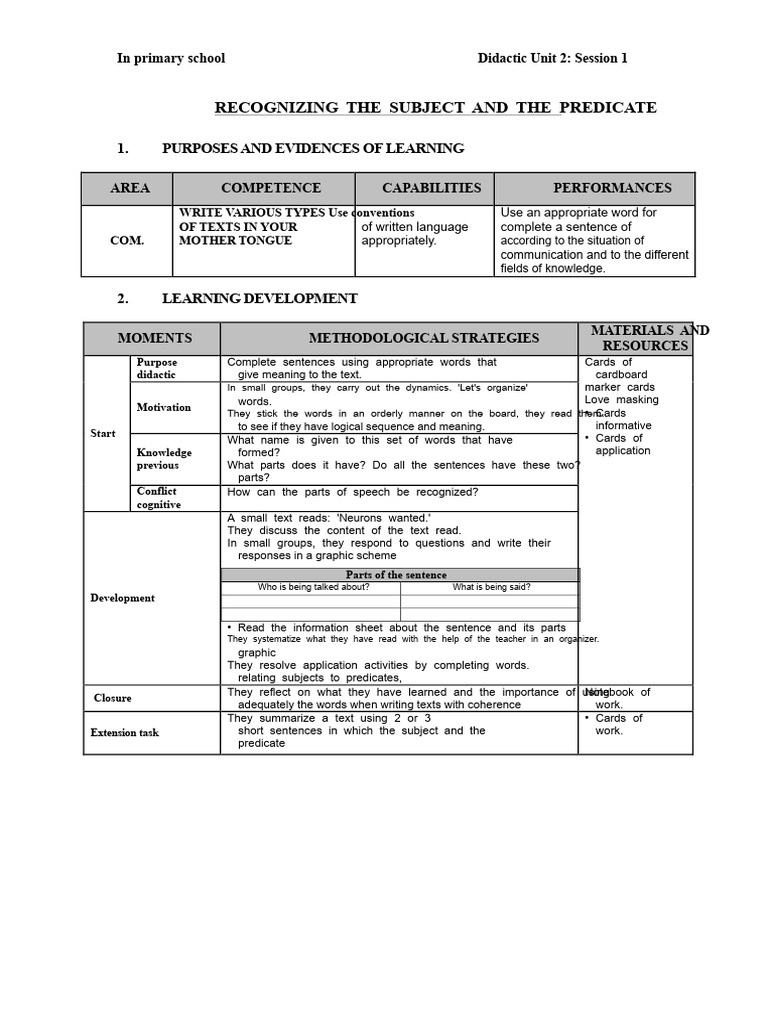 Session 1 Subject and Predicate | PDF | Psychological Concepts | Human ...