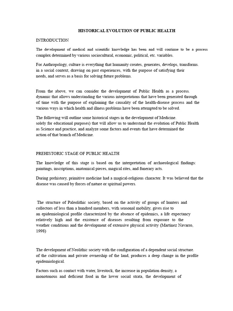 Evolution of Public Health Through History | PDF | Public Health | Medicine