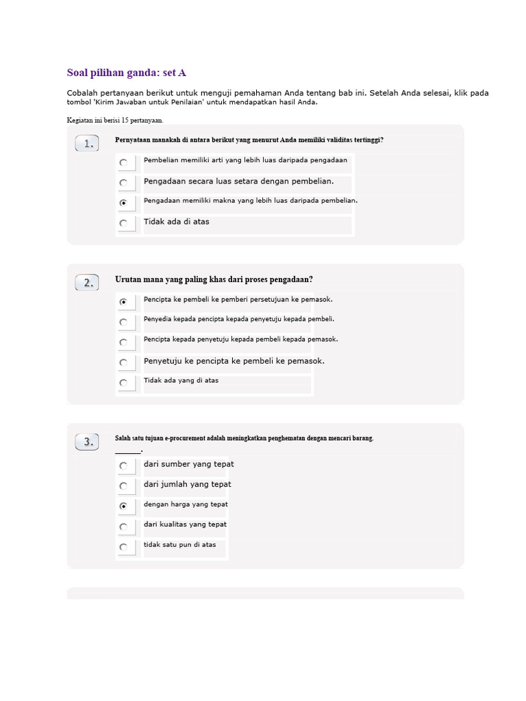 Soal Pilihan Ganda Pengadaan dan SDM | PDF