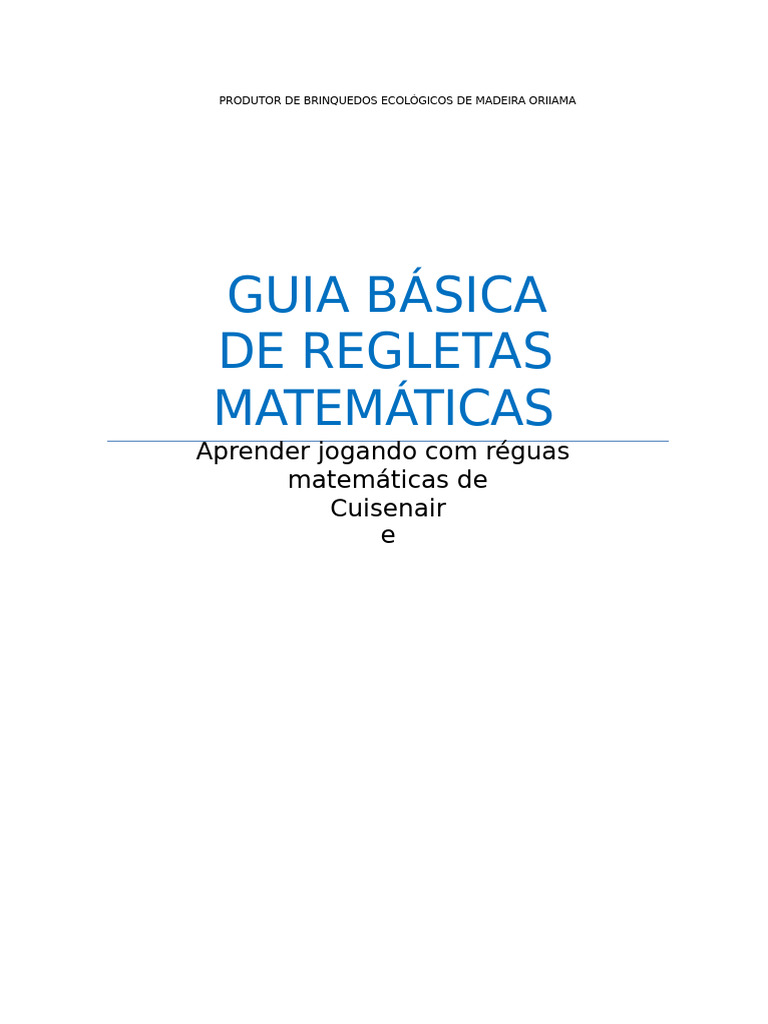 Regletas Matemáticas: Aprendizado Lúdico | PDF | Números | Matemática