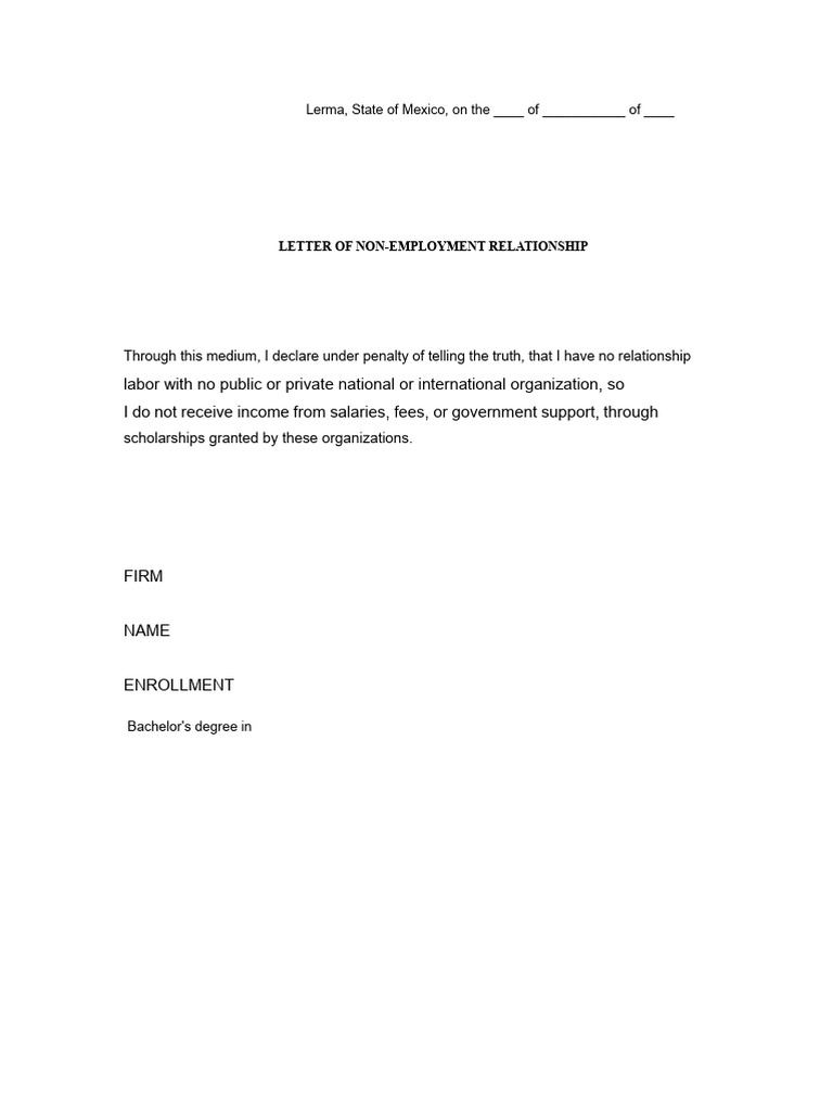 Letter Format Non-Employment Relationship | PDF