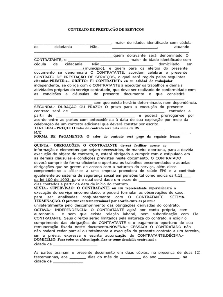 Contrato de Prestação de Serviços | PDF