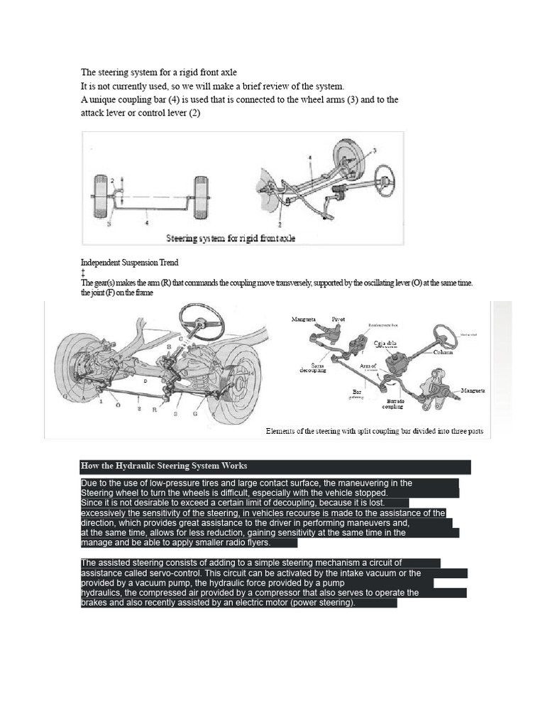 The Steering System For Rigid Front Axle | PDF | Steering | Pump