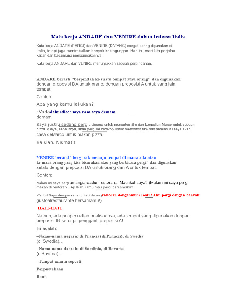 Panduan Penggunaan ANDARE dan VENIRE | PDF
