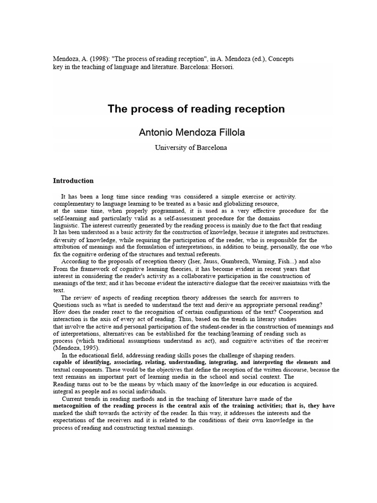 Understanding Reading Reception Theory | PDF | Intertextuality | Knowledge