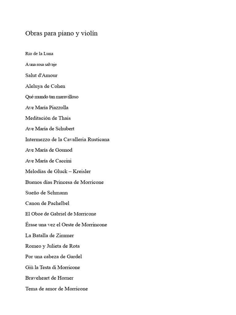 Piezas para piano y violín | PDF