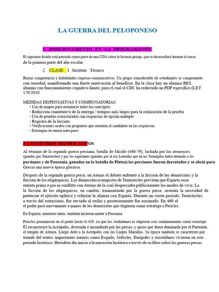Historia de la Guerra del Peloponeso | PDF | Esparta | Guerra del ...