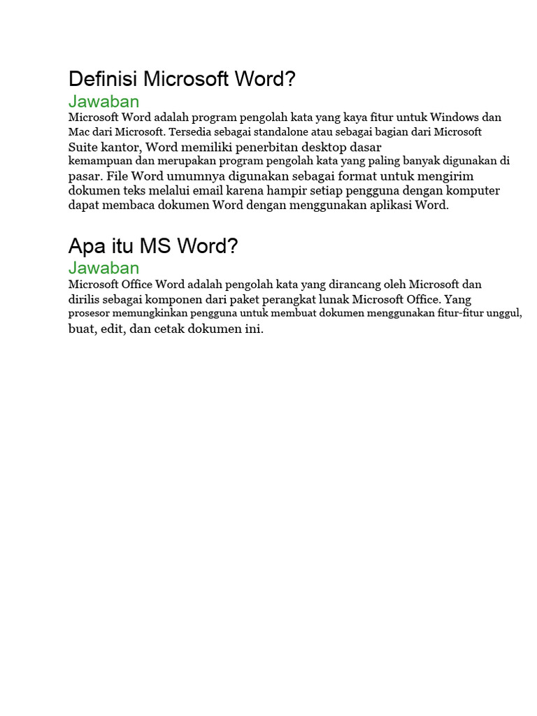 Definisi dan Fitur Microsoft Word | PDF