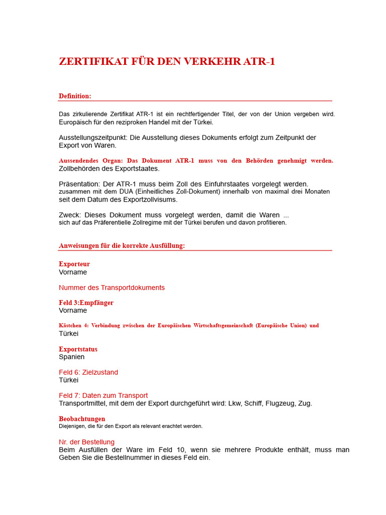 Wie Man Ein ATR Ausfüllt | PDF