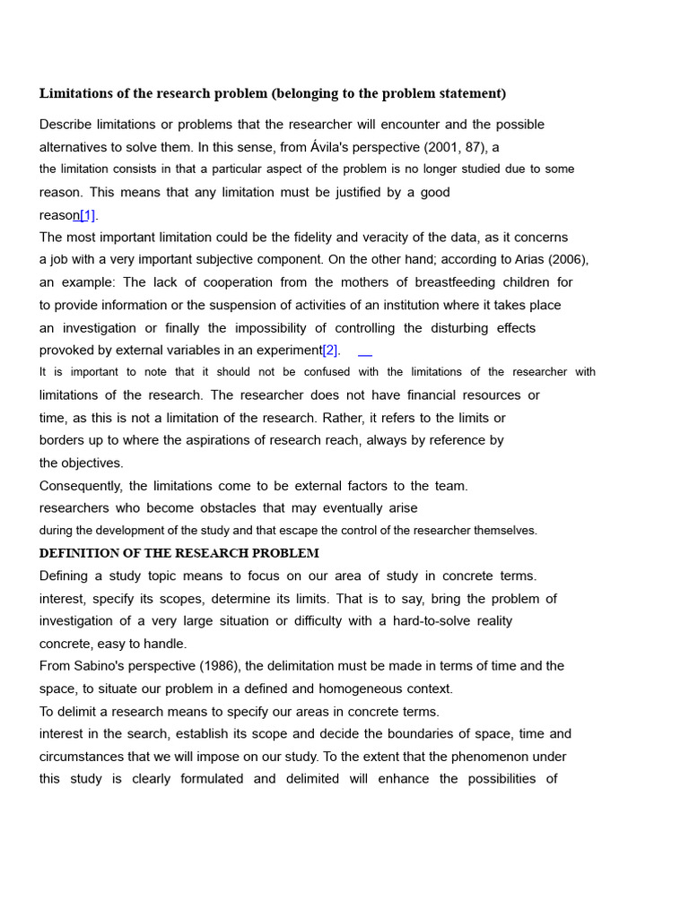 Limitation and Delimitation of The Research Problem | PDF