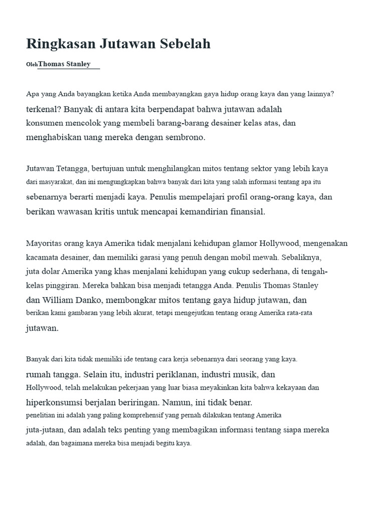 Jutawan Di Sebelah | PDF