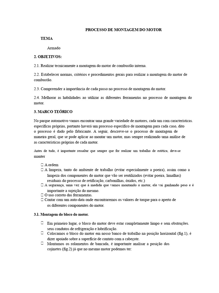 Montagem do Motor de Combustão Interna | PDF | Pistão | Motores