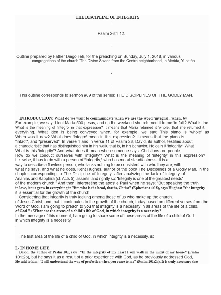 Integrity: A Necessity for Believers | PDF | Jesus | Sin