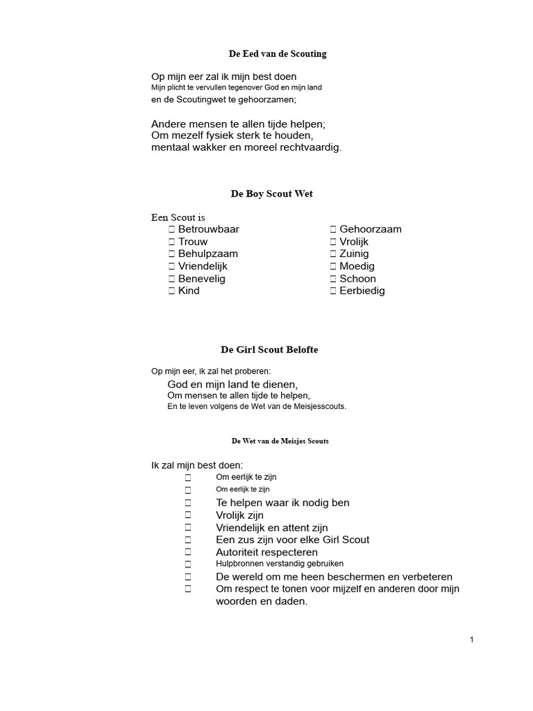 Verklaring Van de Boy Scout en Scout Wet | PDF