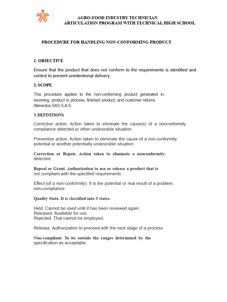 Non-Conforming Product Handling Guide | PDF | Regulatory Compliance