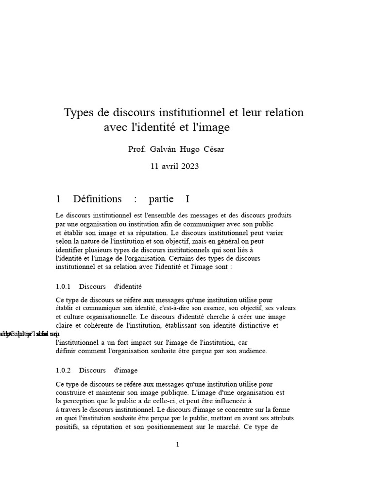Discours institutionnel : identité et image | PDF | Responsabilité ...