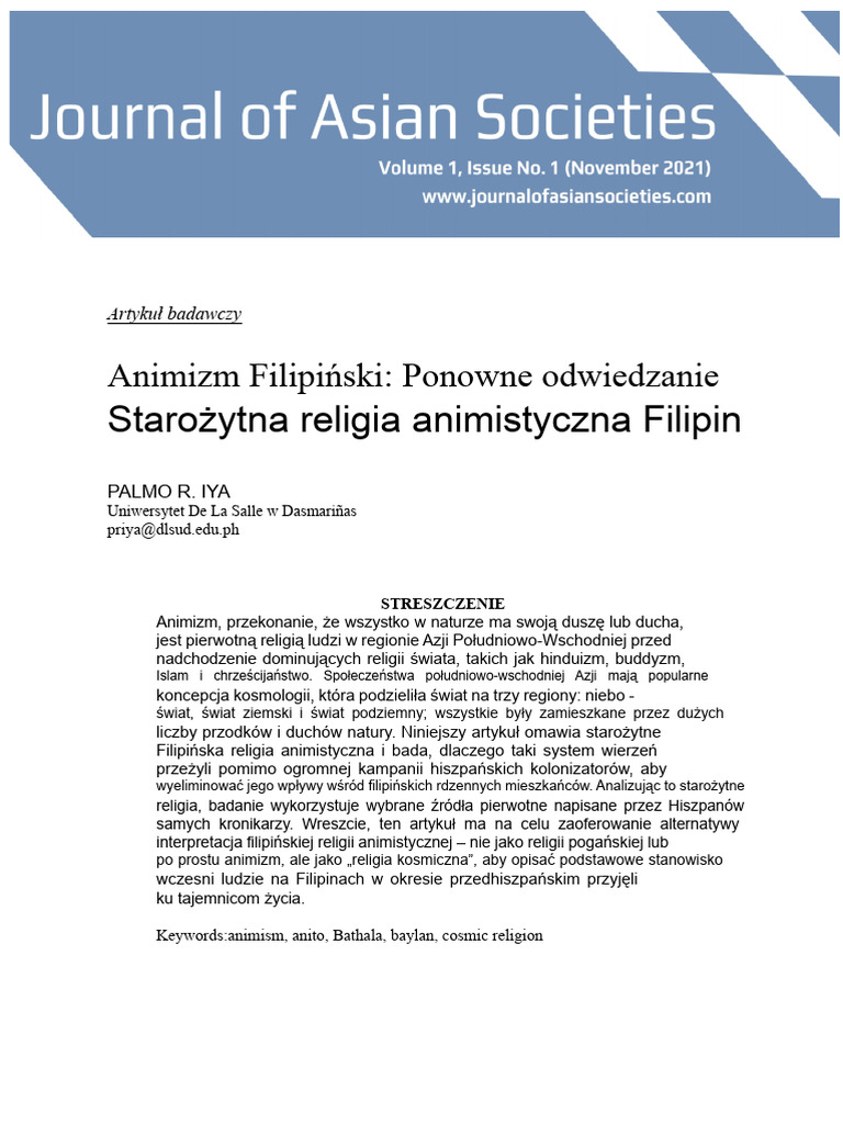 Iya Artykuł Animizm Pilipino JAS | PDF