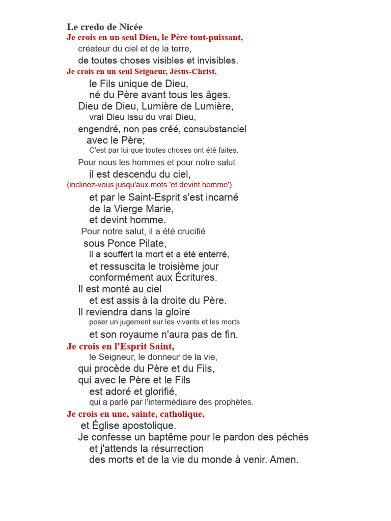 Credo de Nicée : Foi chrétienne essentielle | PDF