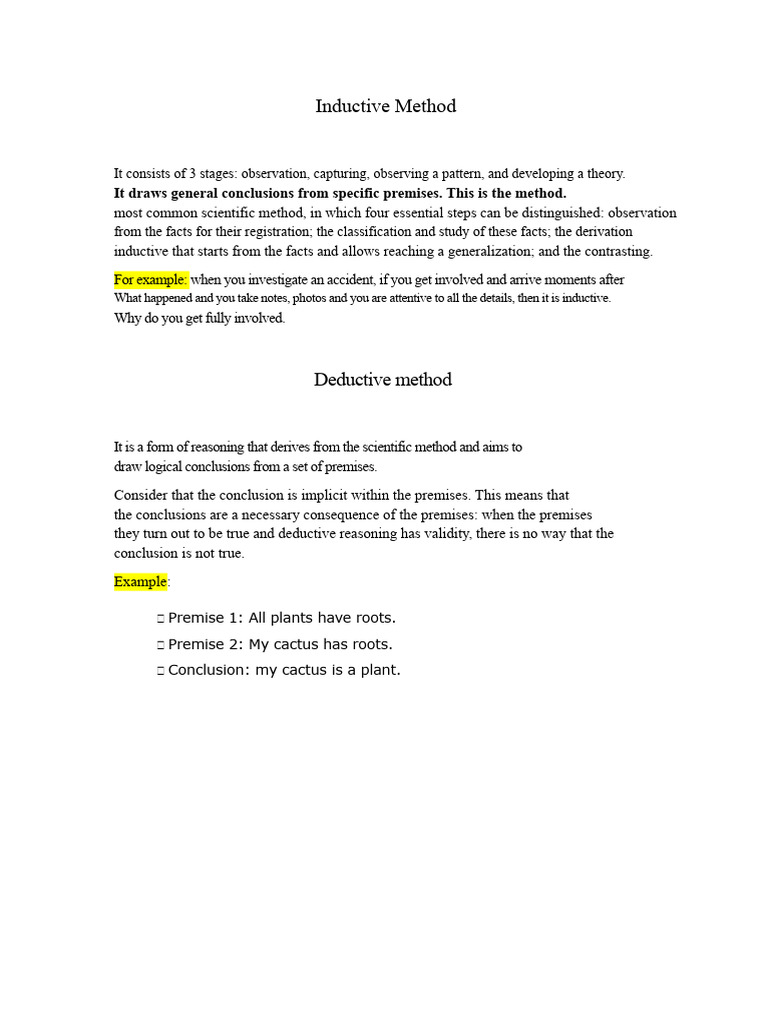 Inductive vs. Deductive Methods Explained | PDF