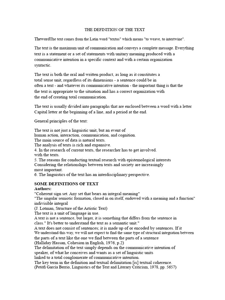The Definition of The Text | PDF | Semantics | Communication