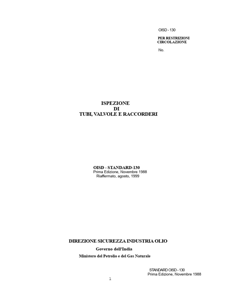 Ispezione OISD STD Di Tubi, Valvole e Raccordi | PDF