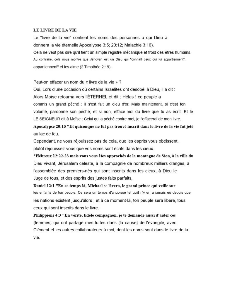 Le Livre de la Vie et l'Éternité | PDF | Dieu | Doctrines et croyances ...