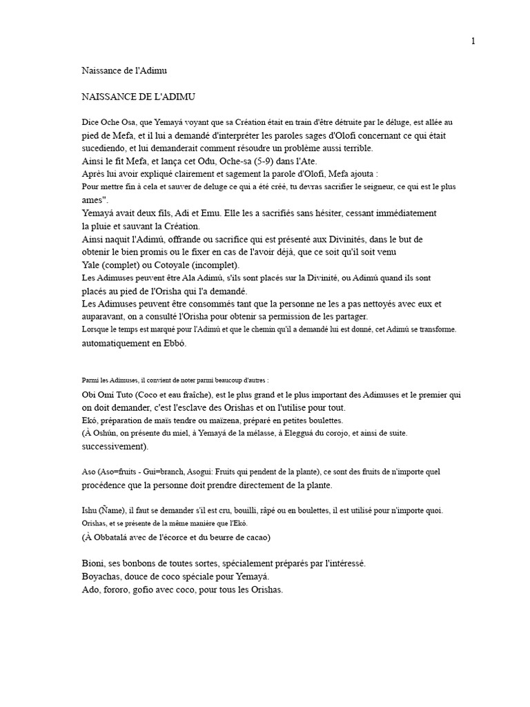 Naissance et Signification de l'Adimu | PDF | Maïs | Nourritures